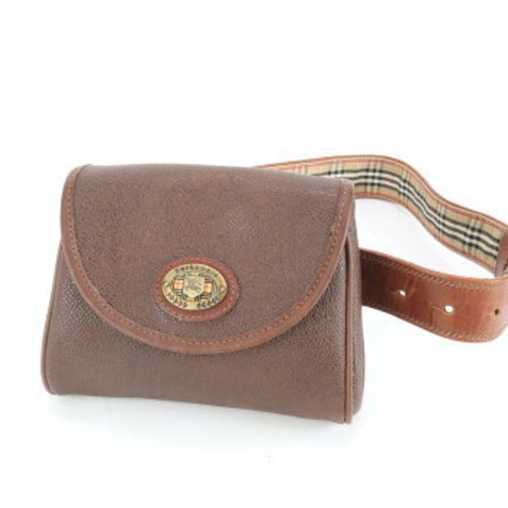 Burberry Nova Check Leather Waist Bag Pouch Shoulder Brown - Picture 1 of 9